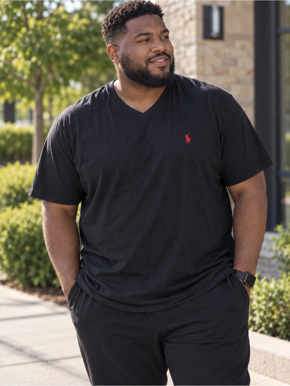 Polo by Ralph Lauren Black V-Neck Tee with Red Pony